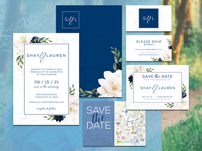 Wedding Package blue brand custom type flowers illustration invitation invite logo marketing people print product raised rsvp save the date savethedate typeography watercolor wedding wedding invite