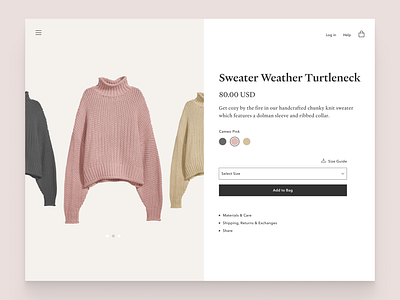 Sweater Product Page apparel design design challenge ecommerce fashion fashion design figma minimalist modern neutral colors premium product design product page shopping sweater ui user interface ux uxuidesign web design