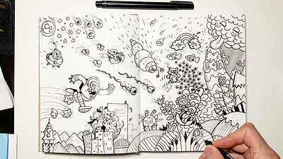 Alien Invasion Sketchbook Doodles aliens design doodles drawings illustration ink ink pen inking inktober kesh markers pens sketchbook trippy vexx