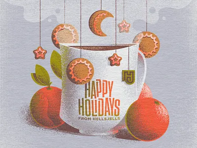 Happy Holidays Tea Illustration christmas clementines cozy cup gingerbread greetings happy hellsjells holiday holiday greetings hygge leaf moon paper peaceful peaceful holidays sweet tea vintage xmas