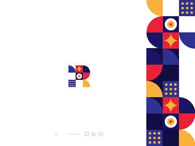Letter R geometric logo brand branding color creative design geometric design icon illustration letter logo typography vector