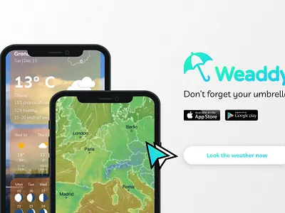 Weaddy: Weather App app cloud rain settings sun temperature time ui ux weather