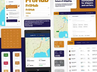 Fr8Hub Product Design Elements app color design digital product logistics motion product startup transport transportation typography ui ux web