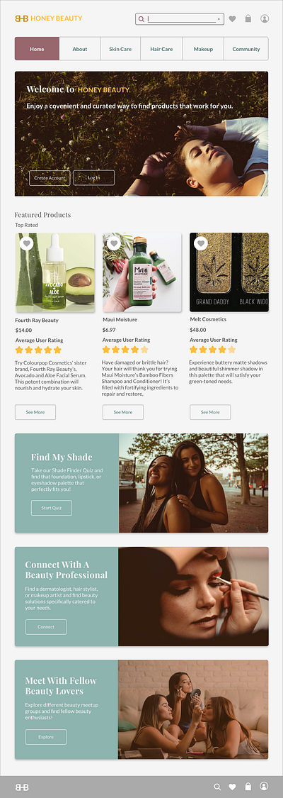 Honey Beauty - Search Function design prototype sketch ui user experience design user interface design ux wireframe
