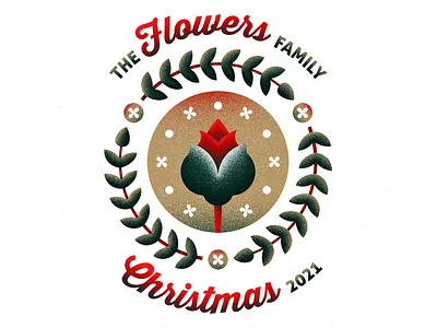 Family and Flowers for Christmas christmas family crest flowers holidays red and green texture