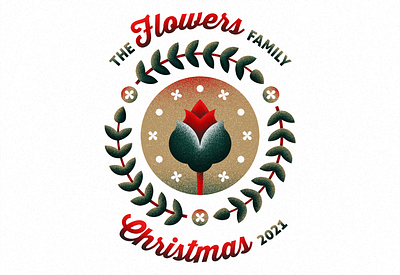 Family and Flowers for Christmas christmas family crest flowers holidays red and green texture