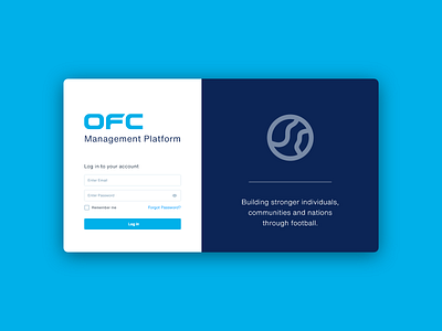 OFC Platform Reimagined Login app before after before and after budget course dashboard football management ofc platform river river digital ui ui ux ux