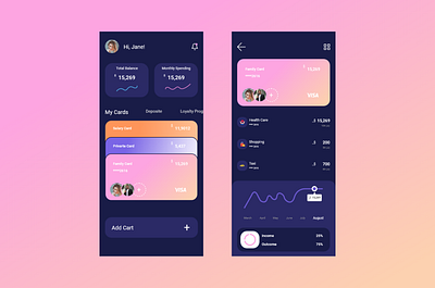 Mobile app dashboard design illustration