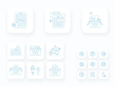 Icon Set for Laundry App blue clean clothes delivery icon illustration laundry laundry service logo mobile modern ui white