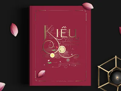 Kiều book cover asian art book cover custom type digital art digital illustration drawing elaborated illustration linework lotus poetry spot illustration traditional typeface typography vietnamese