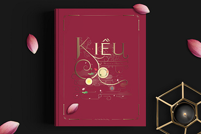 Kiều book cover asian art book cover custom type digital art digital illustration drawing elaborated illustration linework lotus poetry spot illustration traditional typeface typography vietnamese