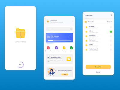 Zip file branding design extract file icon illustration mobile typography ui ux zip