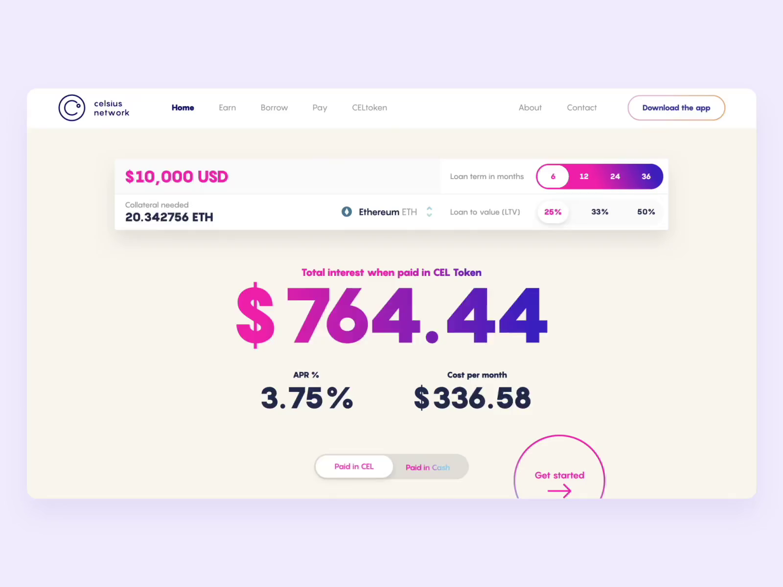 Cryptocurrency Loan Calculator by Rainfall on Dribbble