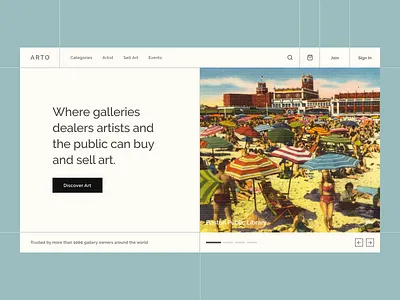 Artists and Gallery Owners Platform art art shop artist artwork clean gallery gallery art landing page minimalist museum ui ux webdesign