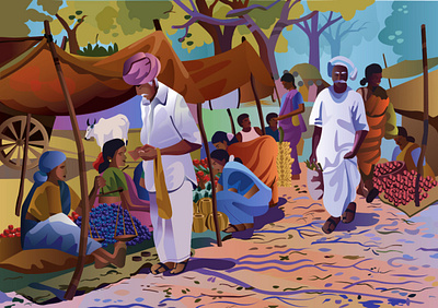 Series : Indian village market adobe illustrator adobe photoshop design illustration procreate procreate app ux vector