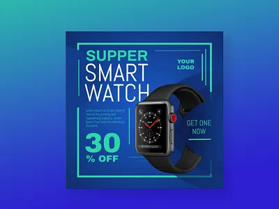 Social Media Super Smart Watch Design animation artwork banner ad creative design discount facebook ad flash sale instagram smart watch social media super sale