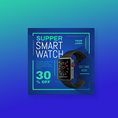 Social Media Super Smart Watch Design animation artwork banner ad creative design discount facebook ad flash sale instagram smart watch social media super sale