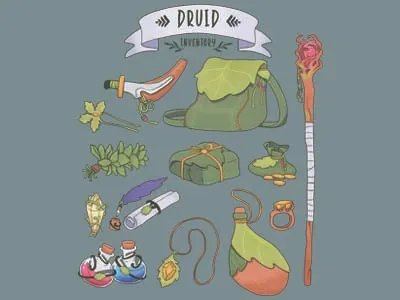 Druid Inventory dnd druid dunguns and dragon hp potion inventrory items mp potion nature plants rpg