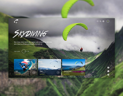 Skydiving agency design icons inspiration likes logo menu parachute sky skydiving social sport traveling typography ui ui ux ux