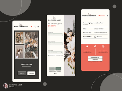 Short Eared Rabbit - Mobile Design app contact us design footer homepage illustration landingpage logo minimal mobile signup ui ux