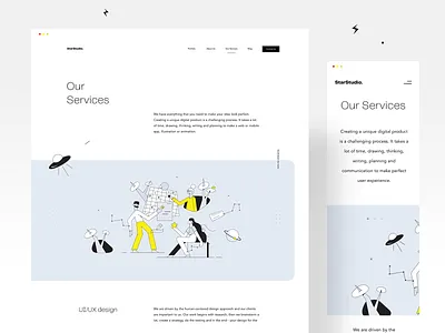 StarStudio - Our Servics (live) design illustrations landingpage ui uiux userinterfacedesign userinterfaces ux web webdesign