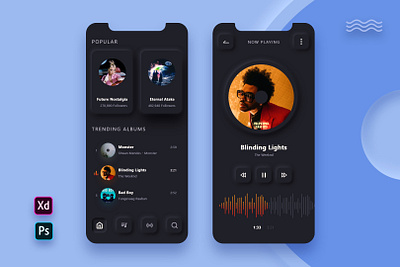 Music App Design adobe photoshop adobexd app app design graphic design minimal modern design music app ui designer ui ux design uidesign uiuxdesign ux design