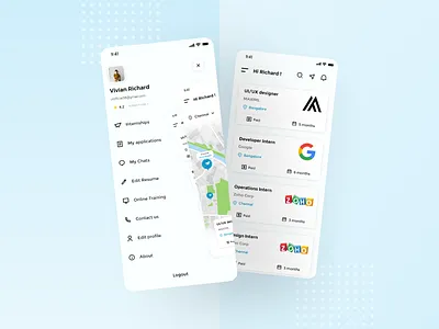 Internship Finder App Concept animation app design minimal product design screens ui ui design uiux ux