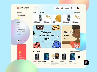 UI Rounded Dashboard Free - Figma dashboad design download figma free freebie rounded ui uidesign uikit ux uxdesign website