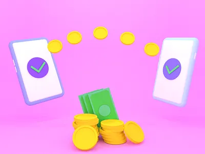 Mobile Transfer 3D illustration 3d blender3d blendercycles branding cashless coin illustration phone social distance
