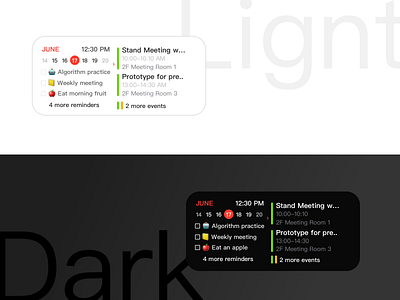 Calendar plus reminder iOS widget calendar design productive reminder ui widget