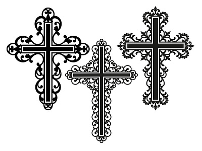 Filigree Crosses beauty believe blessed catholic christ christian christianity church design illustration ornament ornate pattern picture religion religious vector