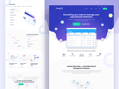 Classe365 college crm design education enterprise landing page lms software startup student ui ux visual design web web design website website design