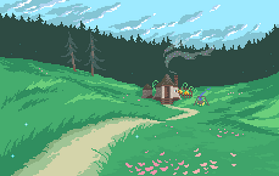 Hagrid's Hut forest illustration magic pixel pixelart pixelartist pixels