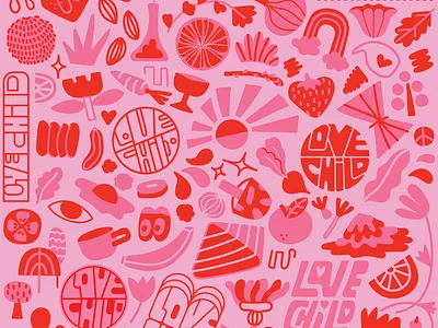 Love Child Pattern branding design enamelpin illustration illustrator restaurant retro vegan