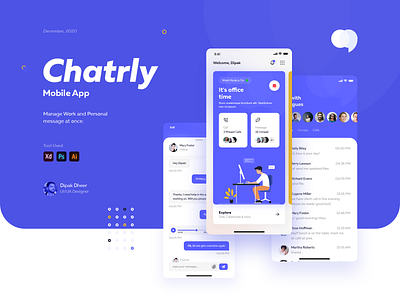 Chatrly App chat chatting chatting app ios app ios app design latest latest design latest trend message message app messaging minimal design mobile app mobile app design mobile ui professional ui ui design uidesign