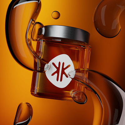 3D glass liquid jar 3d 3d art blender branding graphic graphicdesign honey logo modeling neon poster