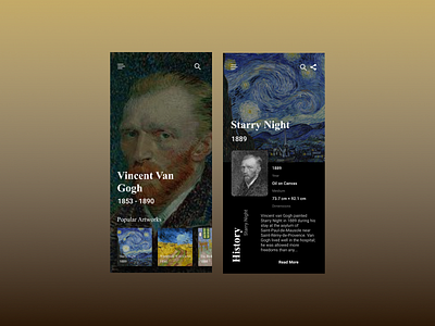 Art History Museum (Mobile App) app art design figma history mobile app museum theme ui ui design user interface