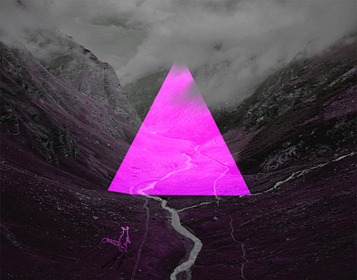 Cat In the Valley cat cyberpunk illustration mystery pink triangle