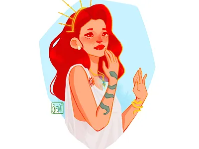 Ezgi character design characterdesign concept art digital art digital artist digital portrait fantasyart healer illustration redhead tattoo