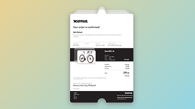 Email Receipt branding bycicle design email receipt kona price list ui website