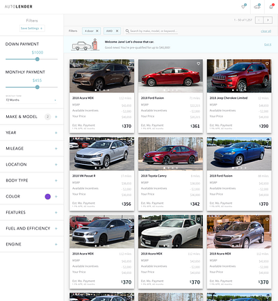 Auto Lender Dashboard dashboard interface product ui ux