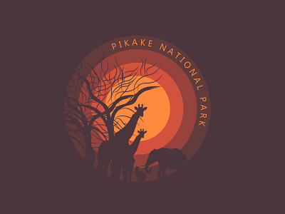 PIKAKE national park branding dailylogochallenge day20 design elephant giraffe illustration illustrator kangaroo life logo national national park nature pikake tree trees vector wild zoo