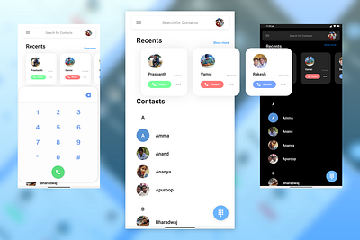 phone app for android android app concept concept design design dialer google material material design material ui materialdesign minimal ui ux