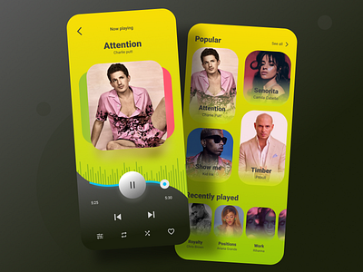 Music player bright color clean ui design dark background design dribbble best shot figma itune music music player ui unique design ux