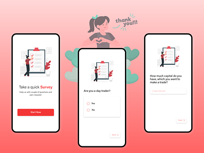 Survey UI - Mobile adobe xd app app design app ui button design illustration ui