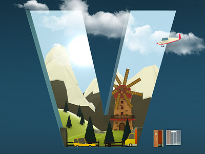 Lettre V 3d childrens illustration illustration low poly photoshop