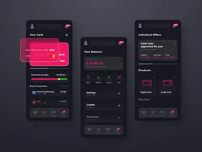 Banking Mobile App UX/UI Design app design glassmorphism minimal mobile app mobile app design mobile ui ui ui design ux