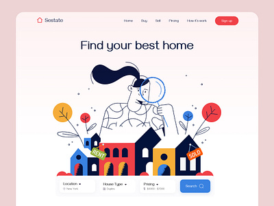 Real Estate Website UI/UX Design 2021 trend architecture buy home home page house booking website illustraion illustration properties property real estate real estate app real estate landing page real estate website realestate sell home ui uiux ux web design website design
