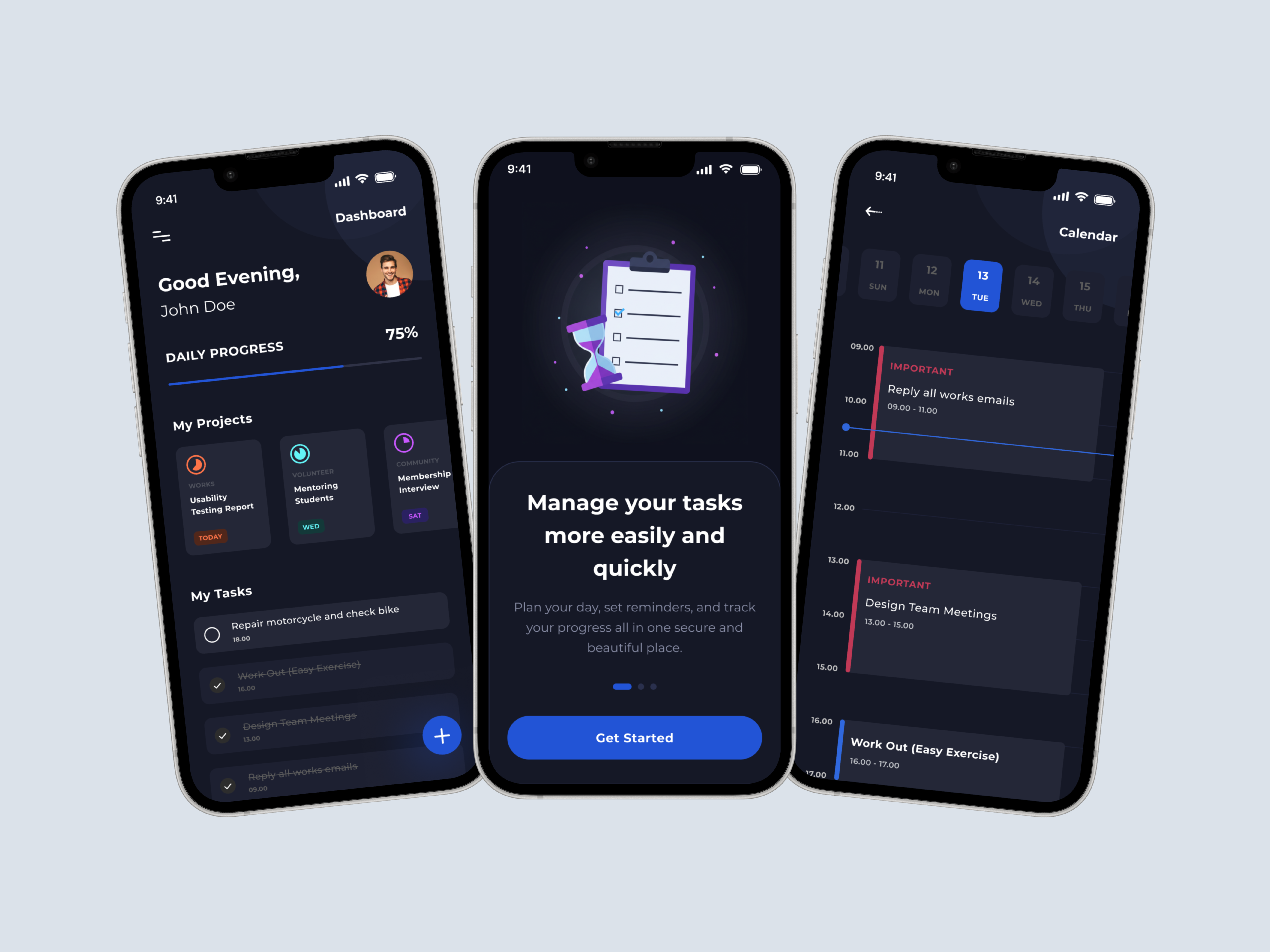 Task Management App Exploration branding clean daily ui dark app dark mode dark theme dark ui design mobile app to do list todo app ui ui app ui inspiration ui trends uidesign ux uxdesign