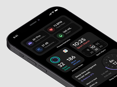 Activity Widgets activity activity feed activity tracker alarm alarm app app application care concept dark design health health app healthy layout platform sketch tracker ui widgets